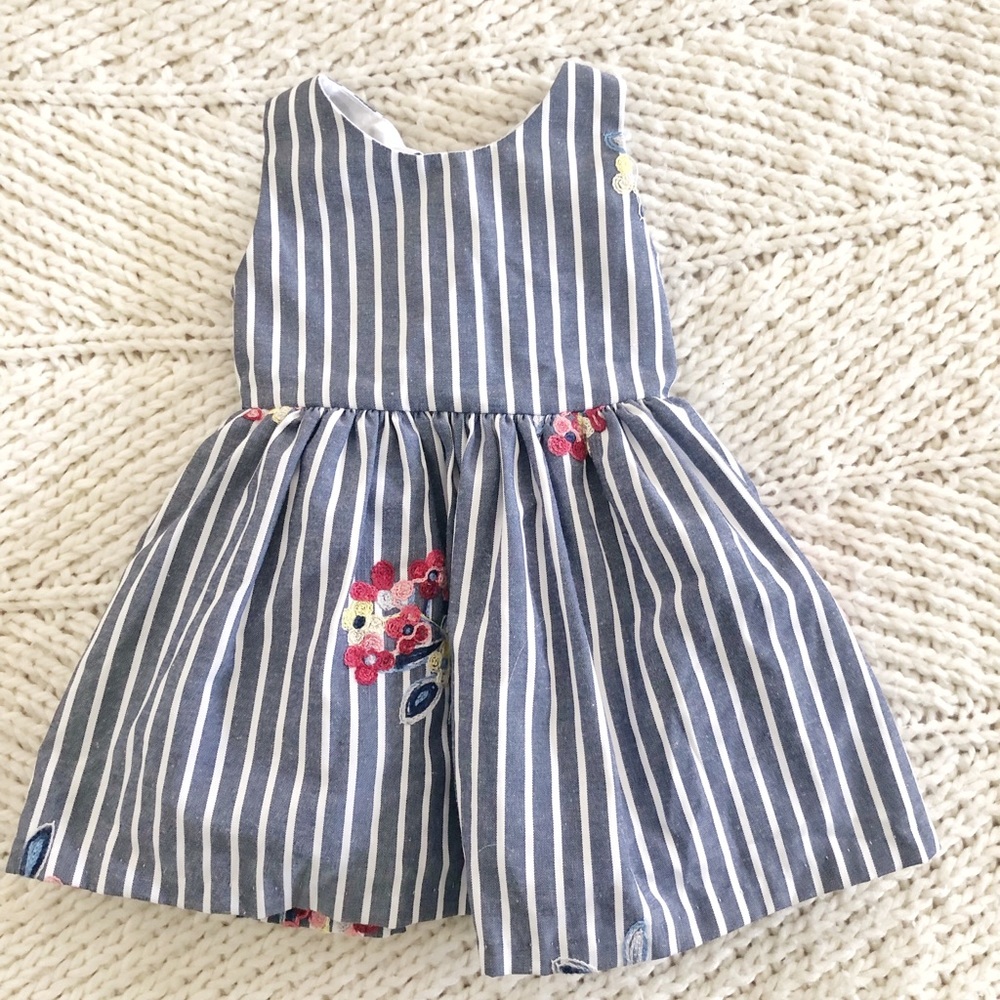 Striped Embroidered Dress